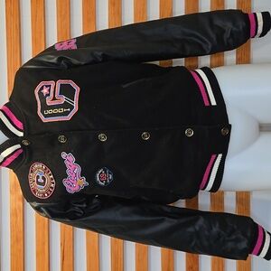 COOGI Black Bomber Jacket with Pink Accents